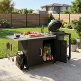 K&K 76.6' Outdoor Grill Cart with Storage Cabinet