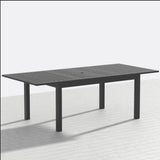 Extendable Outdoor Dining Table, All Weather, Slatted Top, Rust Proof - Gray