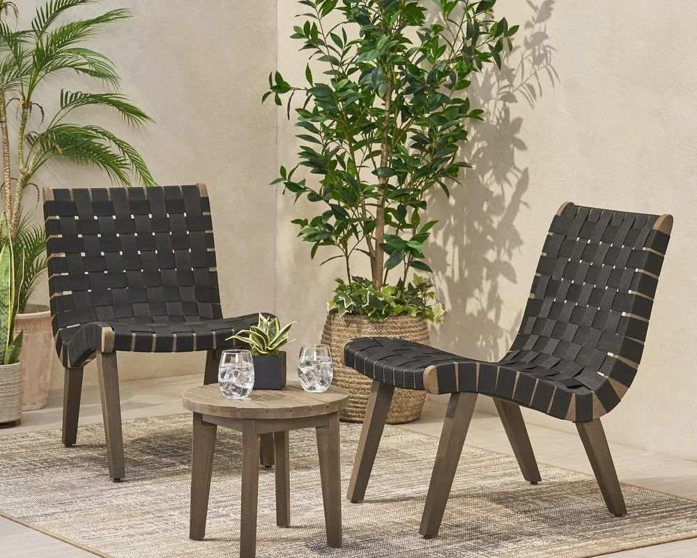 Outdoor 3 Piece Rope Weave Patio Seating Set