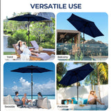 Umbrella With Crank Lift & Tilt, UV-Resistant Canopy For Patio