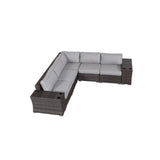 Rattan Sectional Sofa Set with Cushions - Gray, Dark Brown, or Beige
