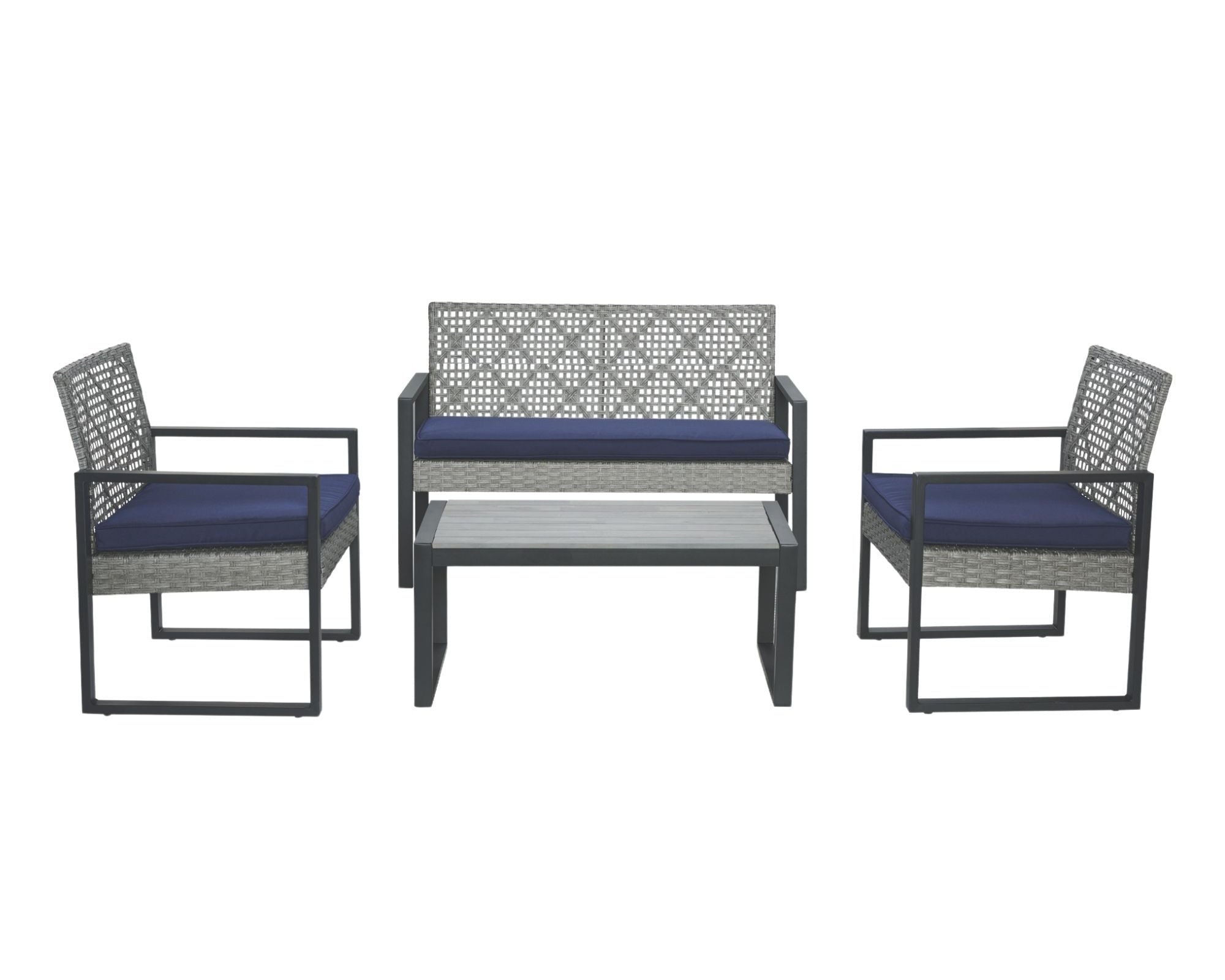 4 Piece Patio Furniture Set With Acacia Wood Table Top