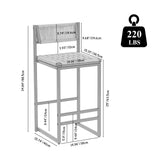 Kitchen Bar Stools with Footrest Set of 2 Paper Rope Weave Dining Chairs