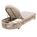 Outdoor Chaise Lounge Chair, Acacia Wood with Adjustable Backrest and Cushion