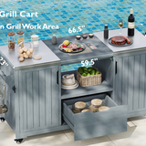 K&K 66.5" Outdoor Kitchen Island for Big Green Egg Grills