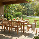 7 Pieces Acacia Wood Outdoor Dining Set with Cushions