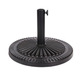 Black Rock Resin Outdoor Umbrella Base with Steel Support in Black Finish
