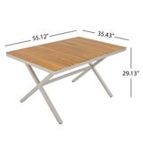 Teak Wood Top Outdoor Table with Steel Frame