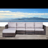 Wide Patio Sectional With Cushions - Brown