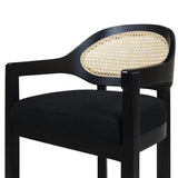 Americana Mid-Century Modern 30.5' Cane Back Bar Stool, Jet Black