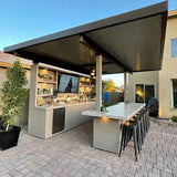 KoKoMo Outdoor Kitchen Pavilion – 20'x20' Luxury BBQ Island with 70" TV, Bar, Grill, Kegerator & More