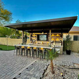 KoKoMo Outdoor Kitchen Pavilion – 20'x20' Luxury BBQ Island with 70" TV, Bar, Grill, Kegerator & More