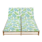 Light Teak Acacia Wood Double Chaise Lounger Set