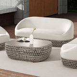 Willow - Oval Woven Patio Coffee Table, Wicker Frame