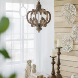 Farmhouse Chandelier, 6 Light Wood Chandelier Pendant Light Fixture With Adjustable Chain For Dining Room Living Room Entryway, Bulb Not Included