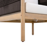 Outdoor Acacia Wood Club Chair with Diamond Rope Weave & Cushions, Light Teak