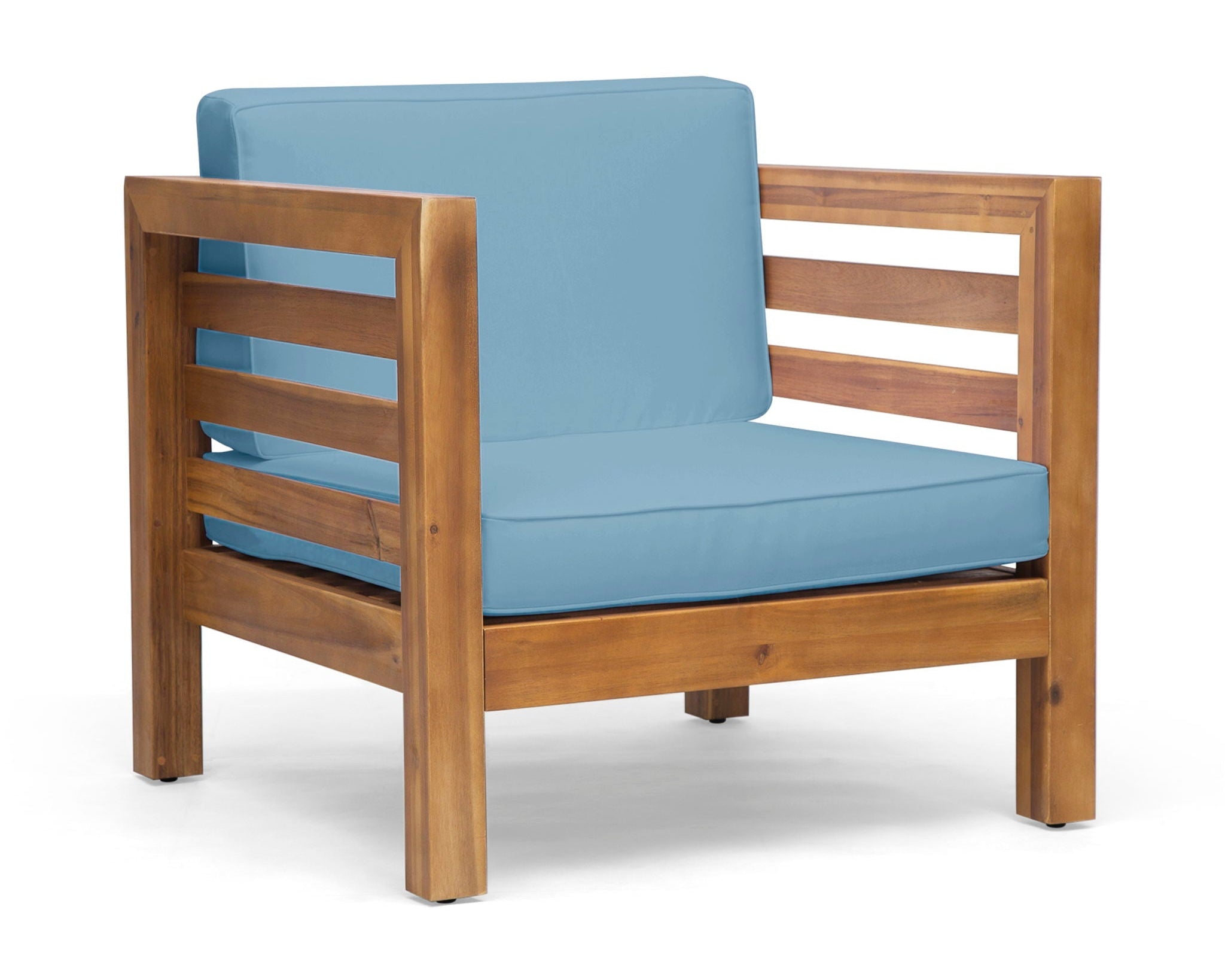 Outdoor Acacia Wood Patio Chair With Fabric Cushion