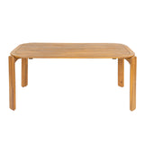 Kaja Outdoor Acacia Wood Dining Table, Teak Finish with Slat Design
