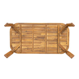 Kaja Outdoor Acacia Wood Dining Table, Teak Finish with Slat Design