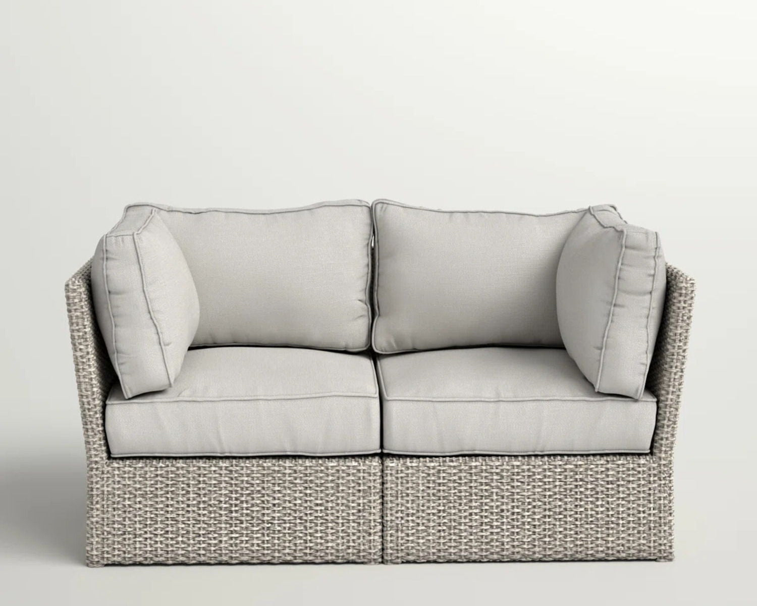 Modern Patio Wicker Loveseat With Cushions