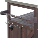 K&K Outdoor Kitchen Island, Rolling Bar Cart & Storage Cabinet