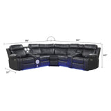 Power Reclining Sectional Sofa with Bluetooth Speakers – Black, Dark Gray, Beige