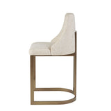 Upholstered Counter Stool With Metal Base - Cream