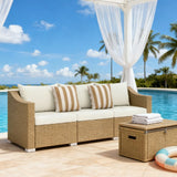 Outdoor Furniture Rattan Sofa with Cushions and Throw Pillows