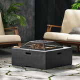 Outdoor Square MGO Wood Burning Fire Pit - Dark Gray