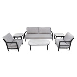 Outdoor Conversation Set With Chairs, Bench Sofa, Tables, Sunbrella Cushions