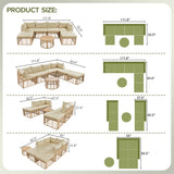 7 Pieces Outdoor Patio Furniture, All-Weather Rattan Sectional Sofa Set