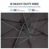 Round Cantilever Patio Umbrella With 360 Rotation & Infinite Tilt Adjustment