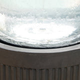 20x20x19.5' Heavy Cement Round Black Ribbed Outdoor Water Fountain with Light (Color Change)
