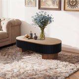 Elliptical Living Room Coffee Table With Hidden Storage And Removable Tabletop