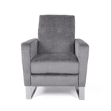 Bolt Upholstered Recliner Chair With Stainless Steel Base - Gray / Chrome