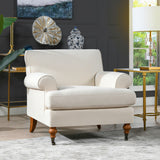 Alana 38' Lawson Accent Arm Chair Metal Casters, Light Beige Linen