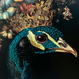 Peacock's Crown I - With Hand-Applied Gold Leaf & Glitter