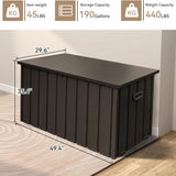 190 Gallon Metal Deck Box, Waterproof Steel Outdoor Storage Cabinet