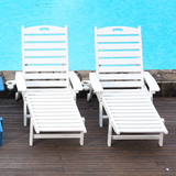 HDPE Chaise Lounge Chair Outdoor, Pool Lounge Chairs with 4-Position Adjustable Backrest, Supports Up to 360 LBS for Patio Poolside Deck Beach Backyard (white)