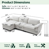 Living Room Sofa Luxury Couch with Ottoman in Soft Chenille Beige