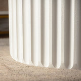 White Scalloped Round Coffee Table Set: Nesting Design, Elegant Curved-Edge Shape