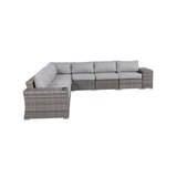 Rattan Sectional Sofa Set with Cushions - Gray, Dark Brown, or Beige