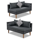 4-Pieces Outdoor Wicker Sofa Set with Colorful Pillows