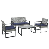 4 Piece Patio Furniture Set With Acacia Wood Table Top