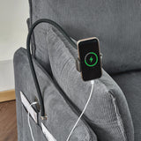Comfy Corduroy Oversized Chaise Lounge Chair with Ottoman and Storage
