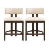26" Counter Height Bar Stool, Upholstered Counter Stools (Set of 2) - Walnut & Beige