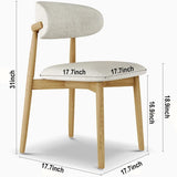 Set of 2 Solid Ash Wood Dining Chairs