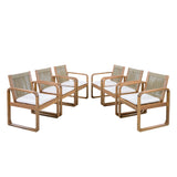 2-Piece Outdoor Dining Chairs Set: Acacia Wood with Rope Back