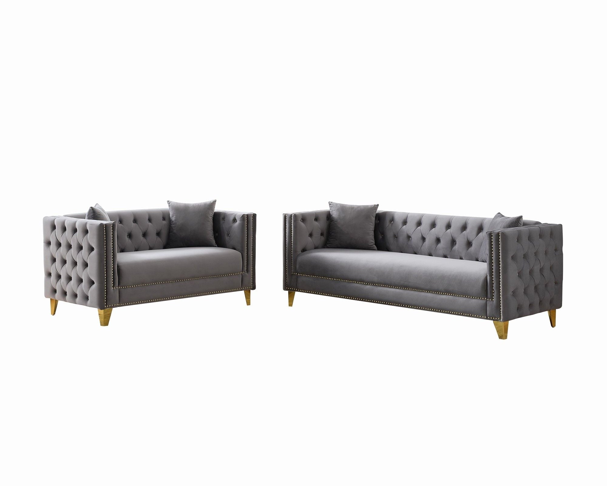 Deep Seat Sofa With Button Nailhead, Square Arm Couches