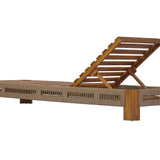 Acacia Wood Outdoor Chaise Lounge with Adjustable Backrest